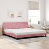 vidaXL Lit avec matelas rose 200x200 cm velours