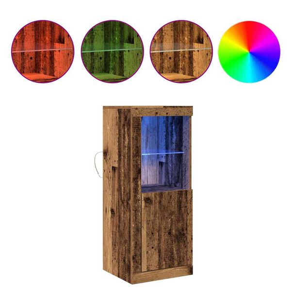 vidaXL Buffet LED Marron 41 x 37 x 100 cm Bois d'ing&eacute;nierie