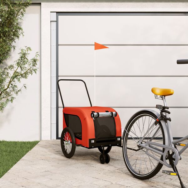 vidaXL Remorque de vélo pour animaux de compagnie orange et noir