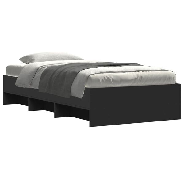 vidaXL Cadre de lit sans matelas noir 75x190 cm bois ing&eacute;nierie