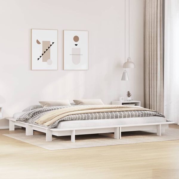 vidaXL Cadre de lit sans matelas blanc 200x200 cm bois massif de pin