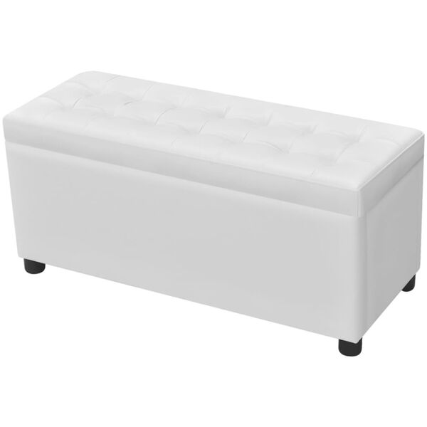 vidaXL Pouf de rangement Cuir synthétique Blanc