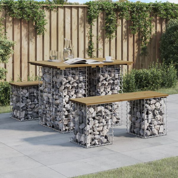 vidaXL Table de jardin Gabion Design 100x70x72 cm Bois de pin impr&eacute;gn&eacute;