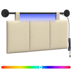 vidaXL T&ecirc;te de lit suspendue Avec lumi&egrave;re LED Cr&egrave;me Tissu