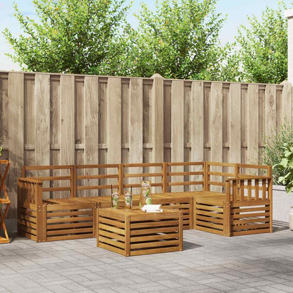 vidaXL Ensembles de canap&eacute;s 6 pcs Naturel Bois d'Acacia Massif