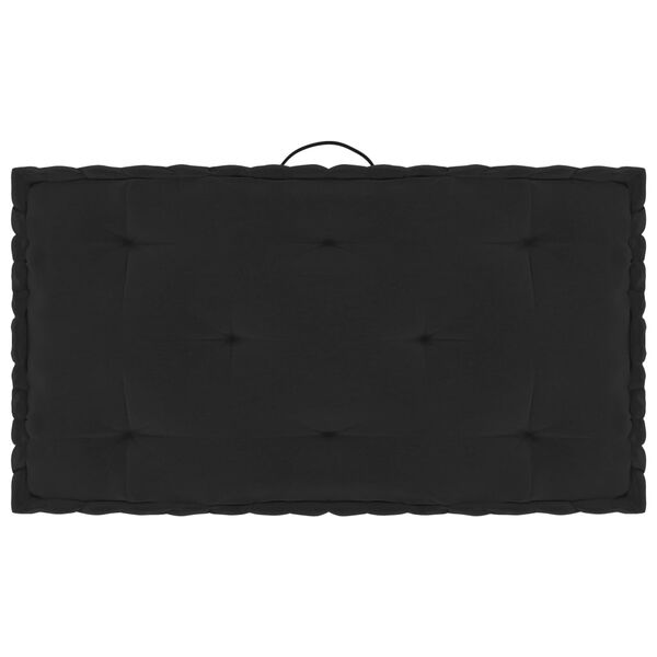 vidaXL Coussins de plancher de palette lot de 4 Noir Coton