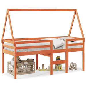 vidaXL Lit haut sans matelas cire marron 90x190 cm bois de pin massif