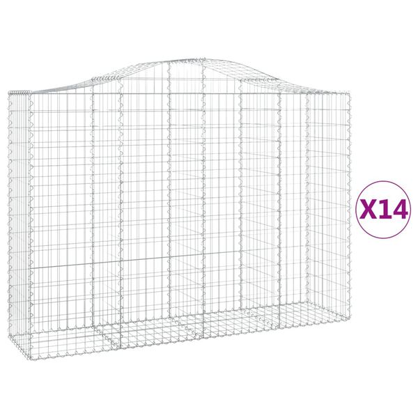 vidaXL Paniers &agrave; gabions arqu&eacute;s 14 pcs 200x50x140/160 cm Fer galvanis&eacute;