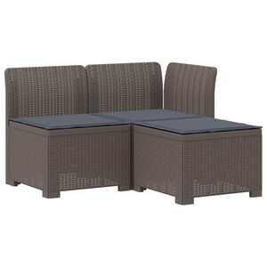 vidaXL Canap&eacute; de jardin 3 places avec coussins look rattan PP