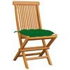 vidaXL Chaises de jardin et coussins vert lot de 4 Bois de teck massif