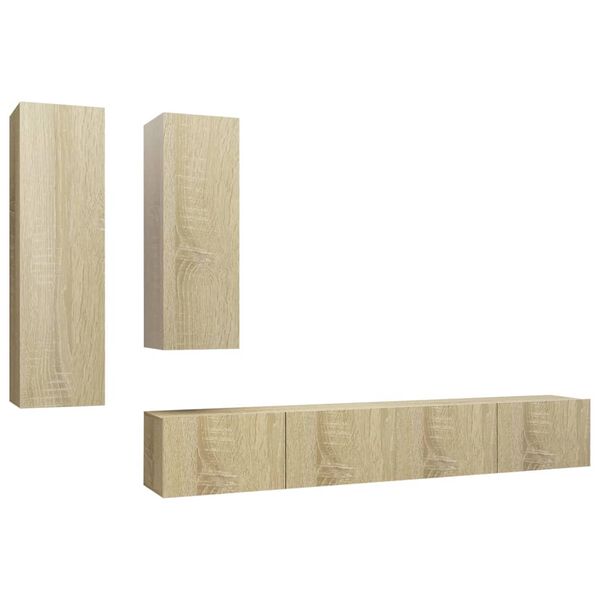 vidaXL Ensemble de meubles TV 4 pcs Ch&ecirc;ne sonoma Bois d'ing&eacute;nierie