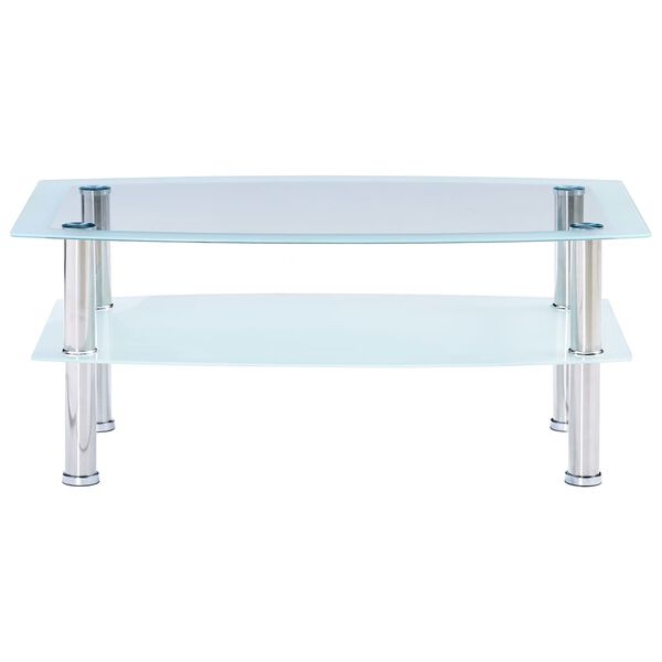 vidaXL Table basse Blanc 100x60x42 cm Verre tremp&eacute;