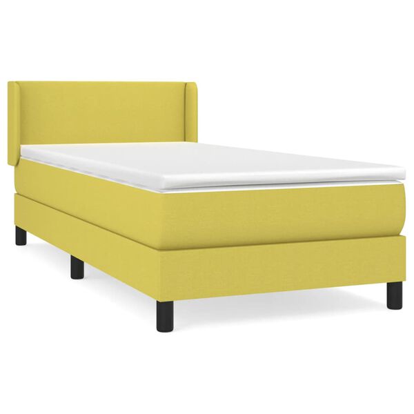 vidaXL Sommier &agrave; lattes de lit avec matelas Vert 90x190 cm Tissu