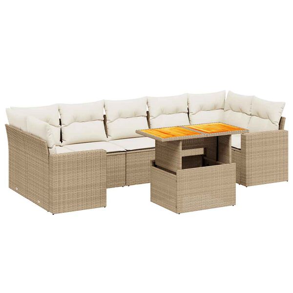 vidaXL Salon de jardin avec coussins 8 pcs beige r&eacute;sine tress&eacute;e