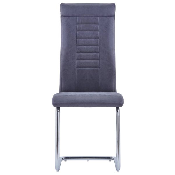 vidaXL Chaises &agrave; manger cantilever lot de 2 gris similicuir daim