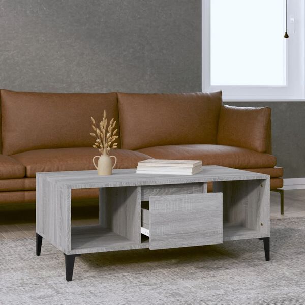vidaXL Table basse Sonoma gris 90x50x36,5 cm Bois d'ingénierie