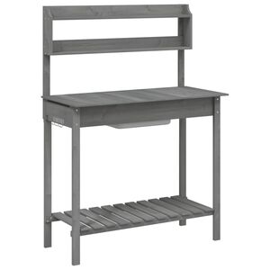 vidaXL Table de rempotage avec &eacute;vier gris bois massif de de sapin