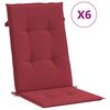 vidaXL Coussins de chaise de jardin &agrave; dossier haut lot de 6 bordeaux