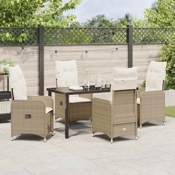 vidaXL Ensemble de salle &agrave; manger pour jardin 5 pcs Beige Poly rotin