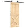 vidaXL Porte coulissante Naturel et noir 80 x 210 cm
