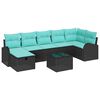 vidaXL Ensemble de canap&eacute; de jardin avec coussin 8 pcs Noir Poly rotin