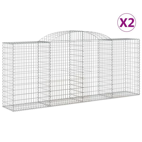 vidaXL Paniers &agrave; gabions arqu&eacute;s 2 pcs 300x50x120/140 cm fer galvanis&eacute;