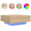 vidaXL Table basse avec lumi&egrave;res LED ch&ecirc;ne sonoma 80x80x31 cm