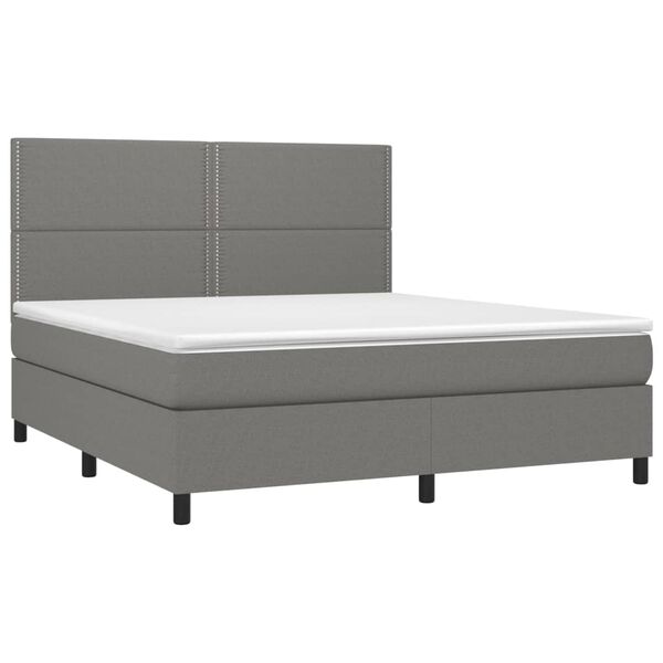 vidaXL Sommier &agrave; lattes de lit et matelas et LED Gris fonc&eacute; 180x200 cm