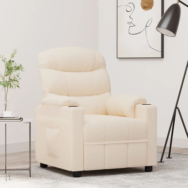vidaXL Fauteuil inclinable Cr&egrave;me Tissu
