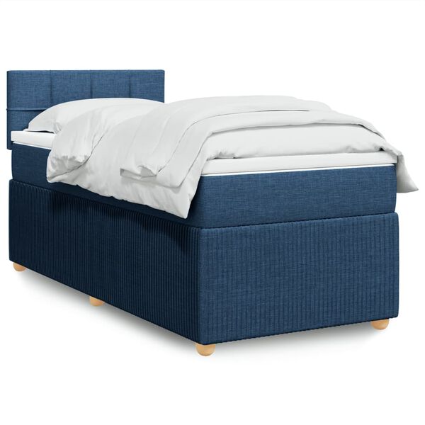 vidaXL Sommier &agrave; lattes de lit avec matelas Bleu 90x200 cm Tissu