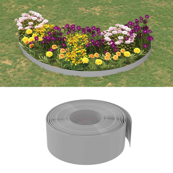 vidaXL Bordures de jardin 3 pcs gris 10 m 20 cm poly&eacute;thyl&egrave;ne