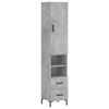 vidaXL Buffet haut Gris b&eacute;ton 34,5x34x180 cm Bois d'ing&eacute;nierie