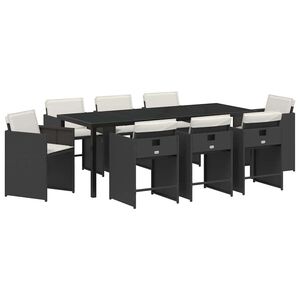 vidaXL Ensemble de salle &agrave; manger pour jardin 9 pcs Noir polyrotin