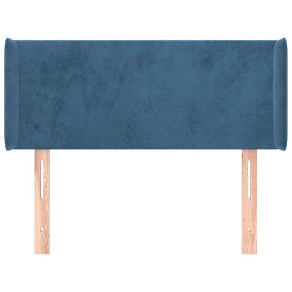 vidaXL T&ecirc;te de lit avec oreilles Bleu fonc&eacute; 93x16x78/88 cm Velours