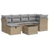 vidaXL Salon de jardin avec coussins 7 pcs beige r&eacute;sine tress&eacute;e
