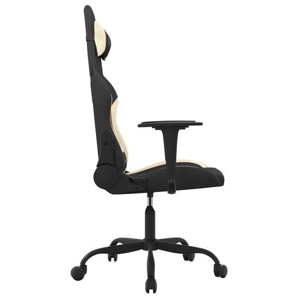 vidaXL Chaise de jeu de massage Noir et crème Tissu