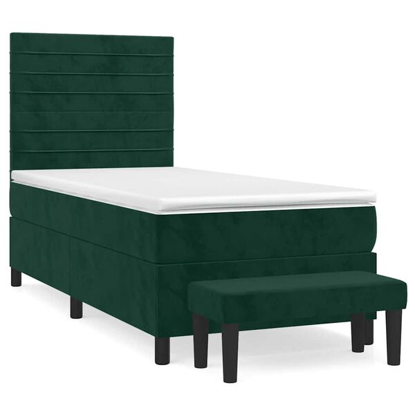 vidaXL Sommier &agrave; lattes de lit avec matelas Vert fonc&eacute; 90x200 cm