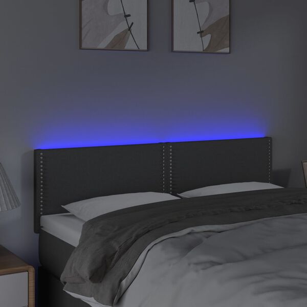 vidaXL T&ecirc;te de lit &agrave; LED Gris fonc&eacute; 144x5x78/88 cm Tissu