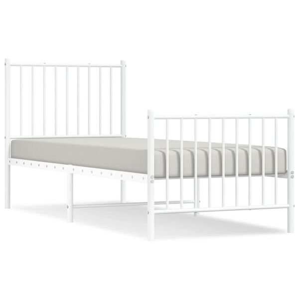vidaXL Cadre de lit m&eacute;tal sans matelas avec pied de lit blanc 80x200cm