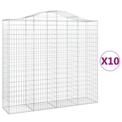 vidaXL Paniers à gabions arqués 10 pcs 200x50x180/200 cm Fer galvanisé