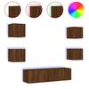 vidaXL Unit&eacute;s murales TV avec LED 6 pcs ch&ecirc;ne marron bois d'ing&eacute;nierie
