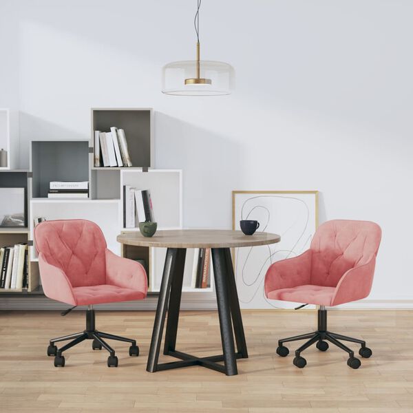 vidaXL Chaises pivotantes &agrave; manger lot de 2 Rose Velours