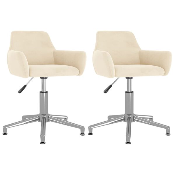 vidaXL Chaises pivotantes &agrave; manger lot de 2 Cr&egrave;me Velours