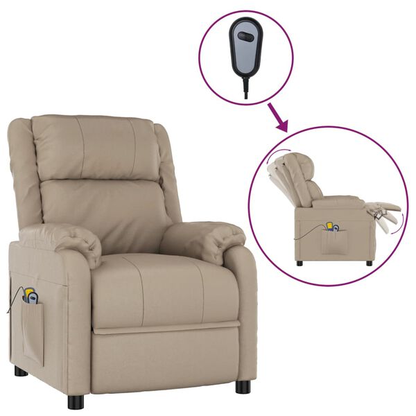 vidaXL Fauteuil de massage &eacute;lectrique Cappuccino Similicuir
