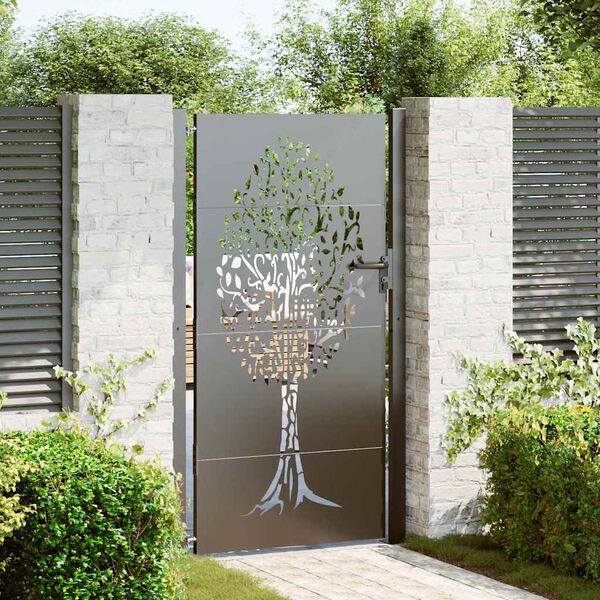 vidaXL Porte de Jardin Noir 100 x 175 cm Acier peint par poudre