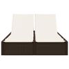 vidaXL Chaise longue double avec coussins marron résine tressée