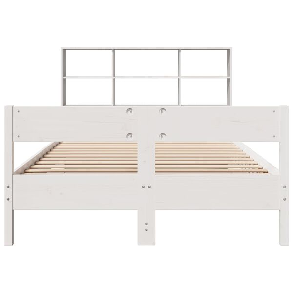 vidaXL Lit biblioth&egrave;que sans matelas blanc 120x190 cm bois pin massif