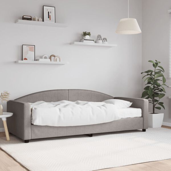 vidaXL Lit de jour avec matelas taupe 90x200 cm tissu