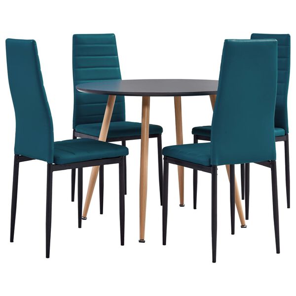 vidaXL Ensemble de salle &agrave; manger 5 pcs Similicuir Bleu marine