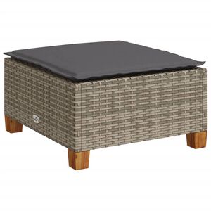 vidaXL Tabouret de jardin et coussin gris 63,5x56x32 cm r&eacute;sine tress&eacute;e